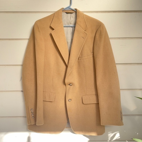 Vintage 100% Cashmere Blazer Jacket, Camel Color, Medium
